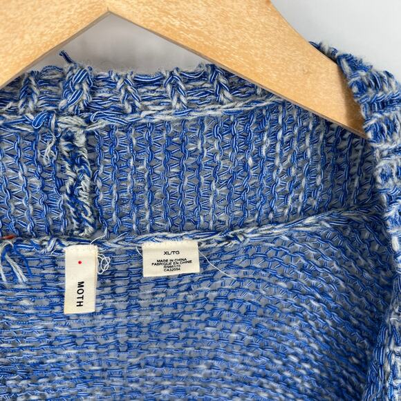 MOTH Anthropologie Blue Open Front Cardigan Sweater XL - Picture 4 of 7